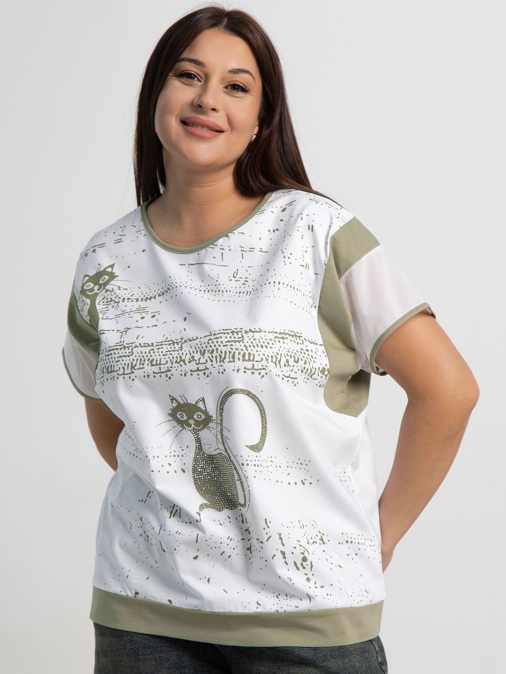 Блуза Алтея (белая/хаки) Б15366-20М LT Collection