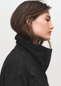 MANGO Джинсовая парка с карманами, черный