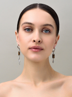 Серьги "Snake Lotus" с тигровым глазом Silver