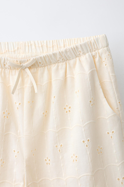 ZARA БРЮКИ WIDE LEG SCHIFFLY, ЭКРЮ