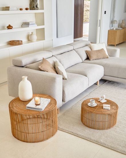 Набор Elmima из 2-х столиков из 100% ротанга с натуральной отделкой Ø 66 см и Ø 55 см Испания