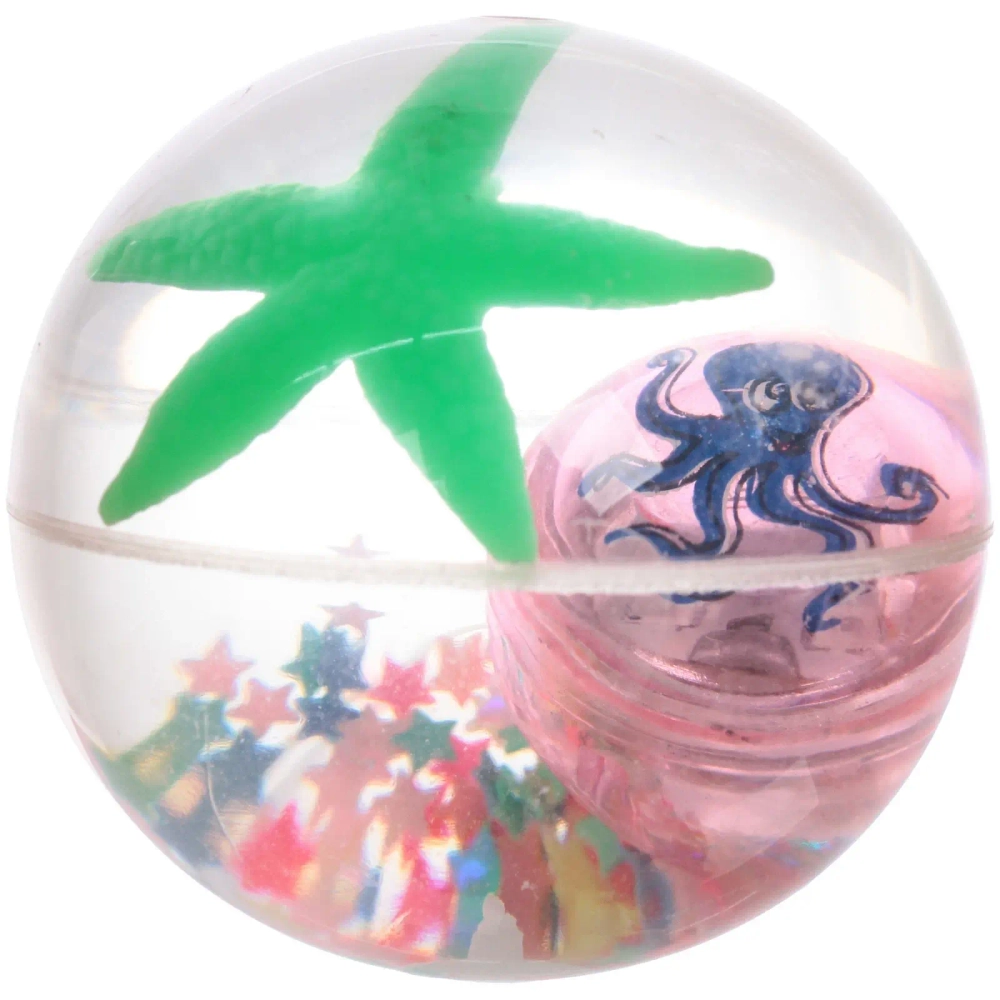 Мяч 6,5 см «Подводный мир» (попрыгун с водой и подсветкой) СТИКЕР НА ВЛОЖЕНИЕ
