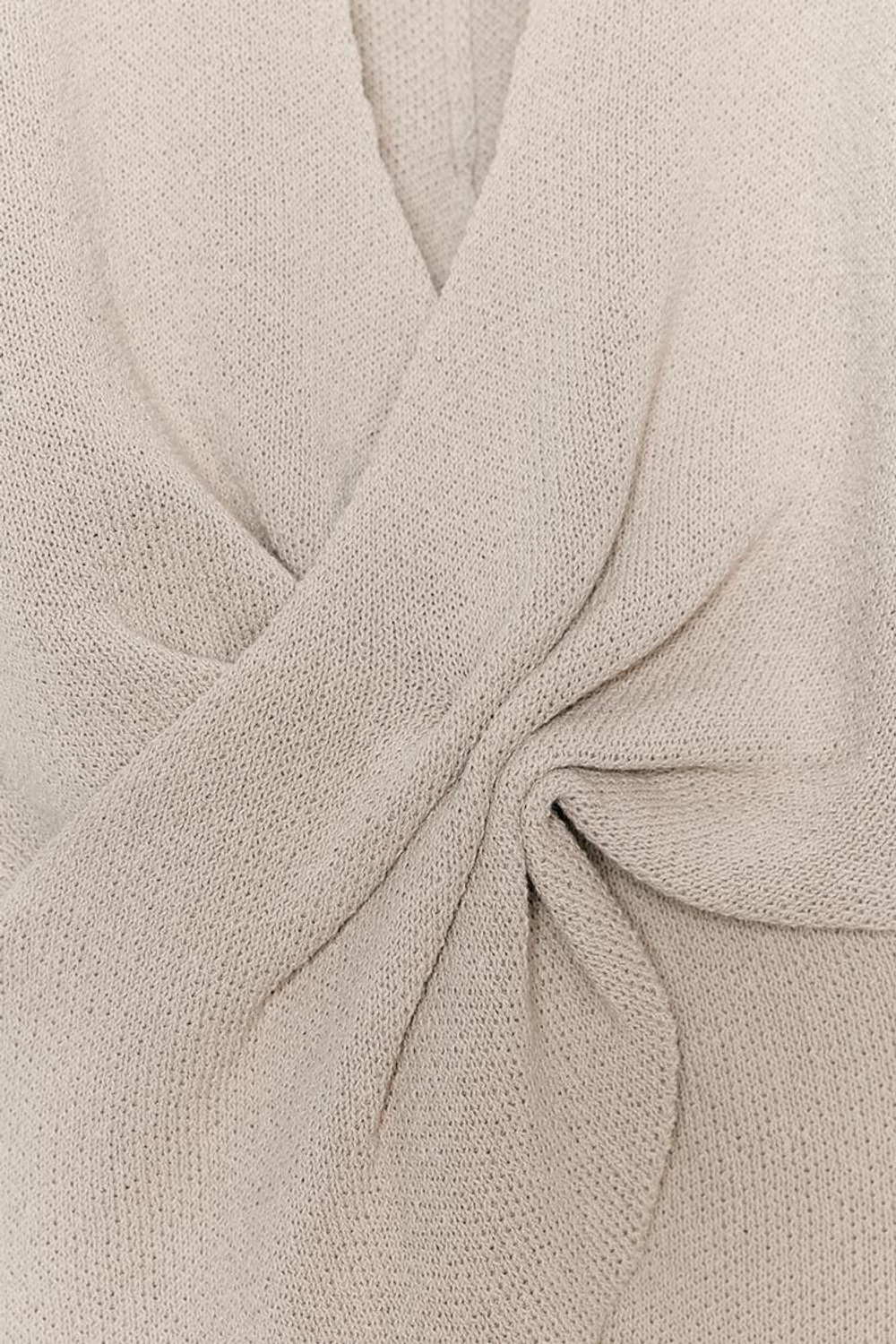 ZARA ТРИКОТАЖНЫЙ ТОП С УЗЛОМ, СВЕТЛО-БЕЖЕВЫЙ