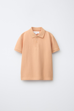 ZARA БАЗОВОЕ ПОЛО ИЗ ПИКЕ, ПЕРСИКОВЫЙ