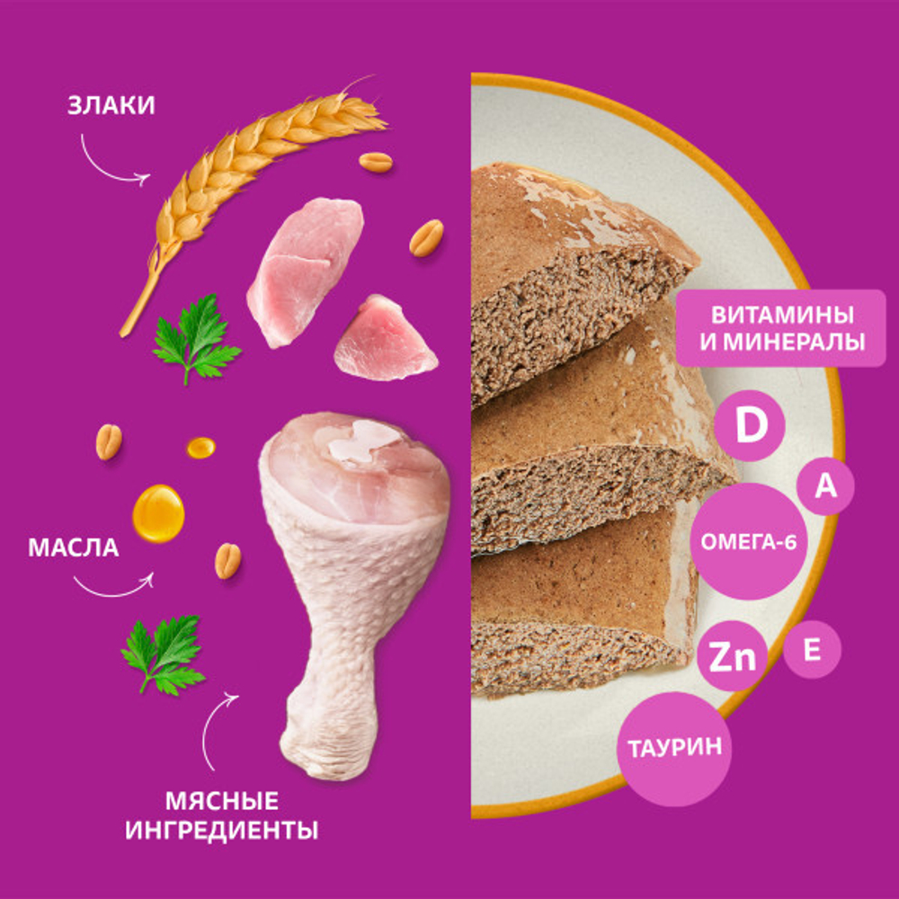 Корм для кошек влажный Паштет Курица Индейка, 75г  Whiskas
