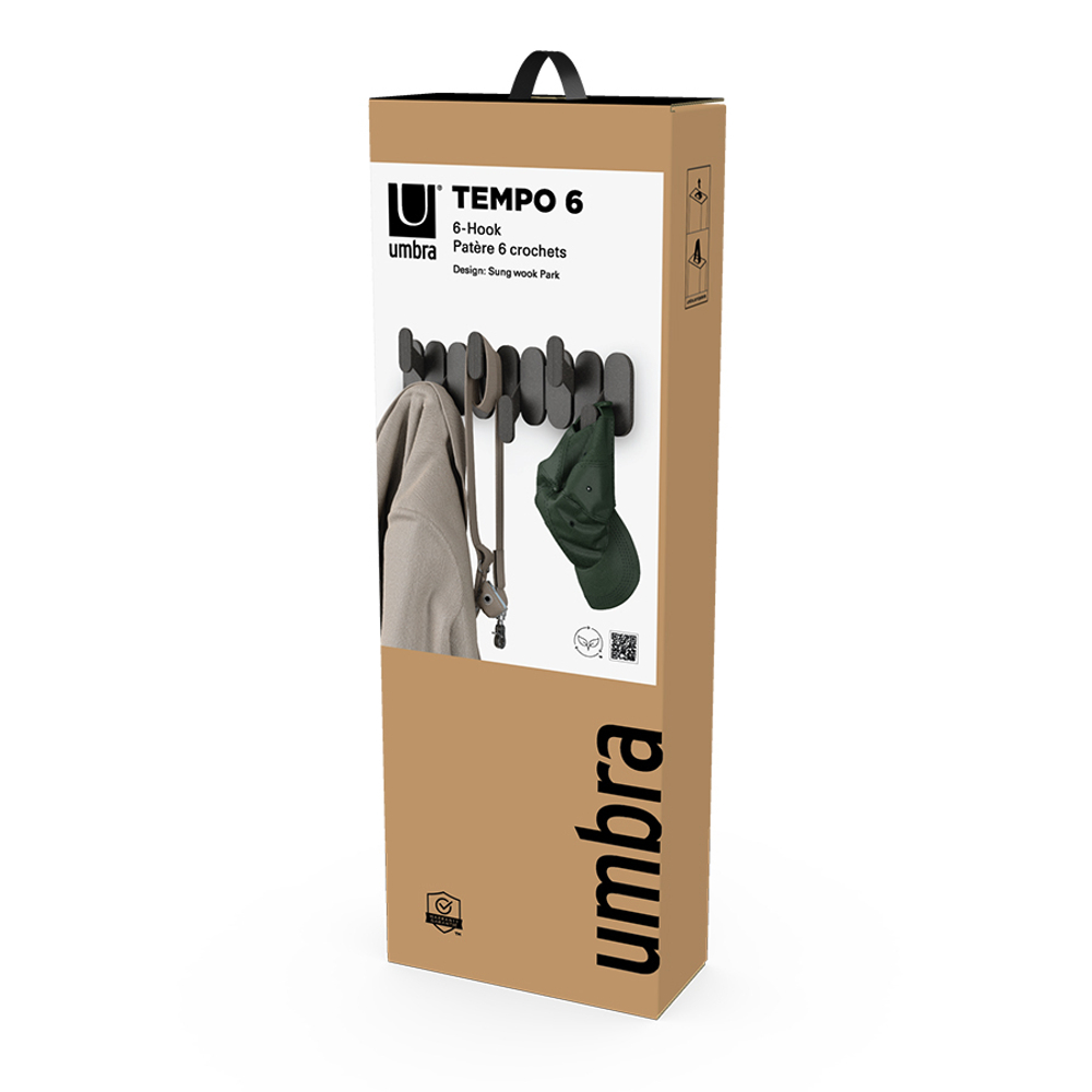 Вешалка настенная tempo, 6 крючков, черная