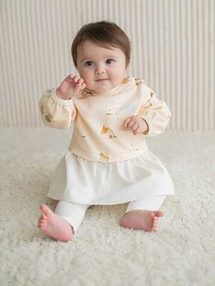 Платье с хлопковой юбкой "Ферма" 0+