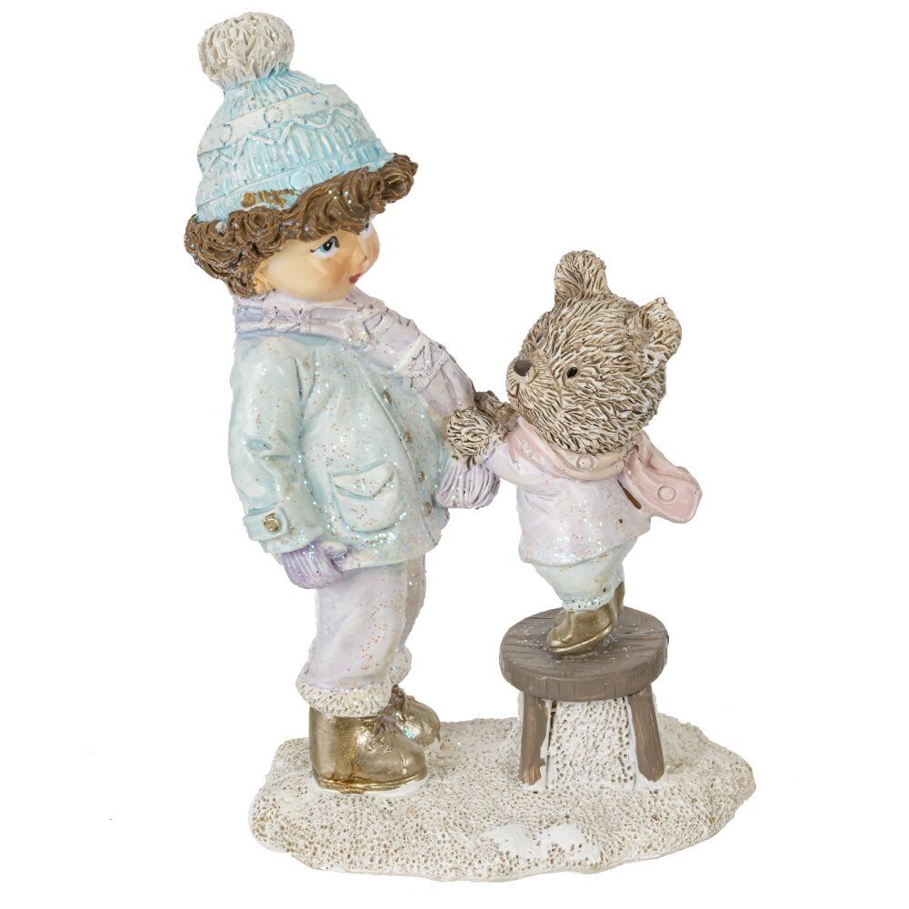 GAEM Фигурка декоративная "Мальчик и медвежонок", L9 W5 H13,5 см