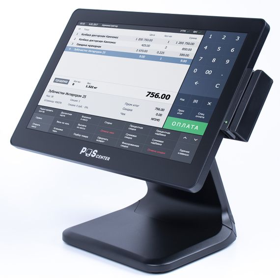 Сенсорный моноблок POSCenter Atlas (15.6&quot;, PCAP, AG-J4125, RAM 8Gb,SSD M2 128Gb,MSR)стенд NS, без ОС