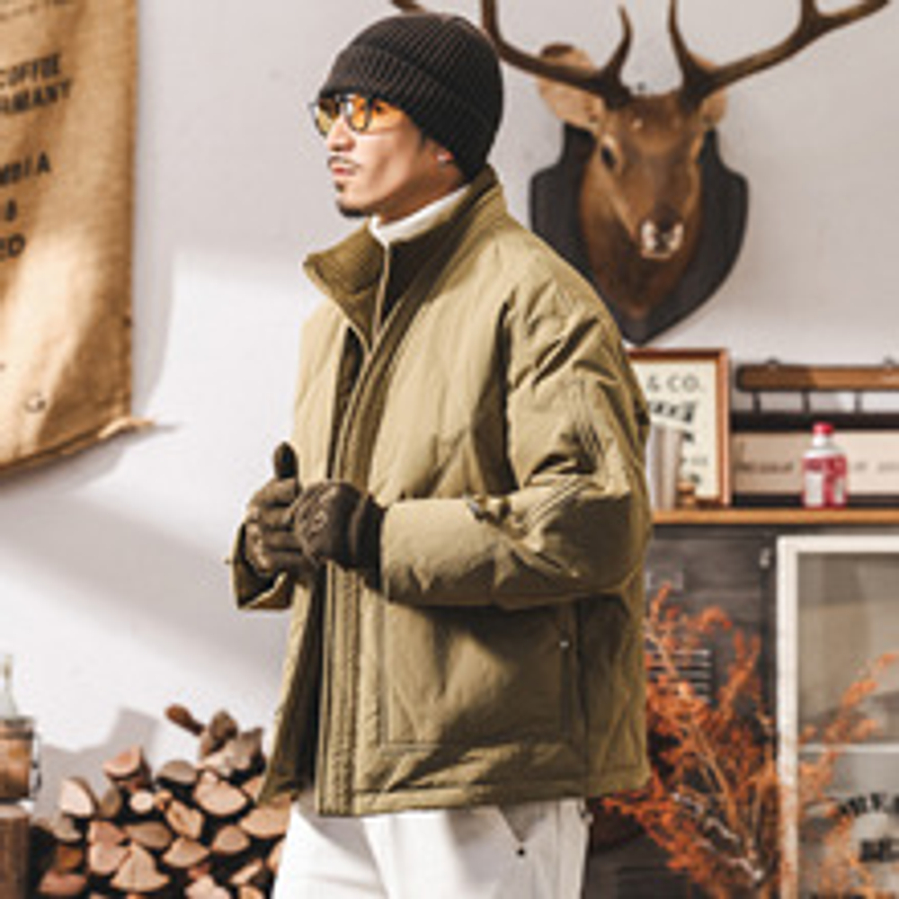 Легкая осенне-зимняя модная брендовая теплая куртка с воротником шалька и отстёгивающимся трикотажным воротником