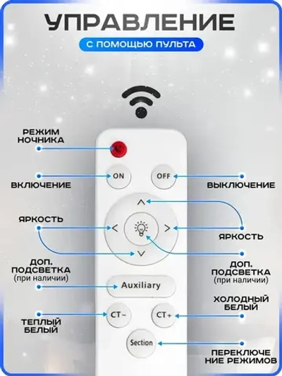 Люстра потолочная светодиодная с пультом. Светильник потолочный 72w, белый