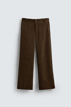 ZARA ВЕЛЬВЕТОВЫЕ БРЮКИ СВОБОДНОГО КРОЯ, КОРИЧНЕВЫЙ
