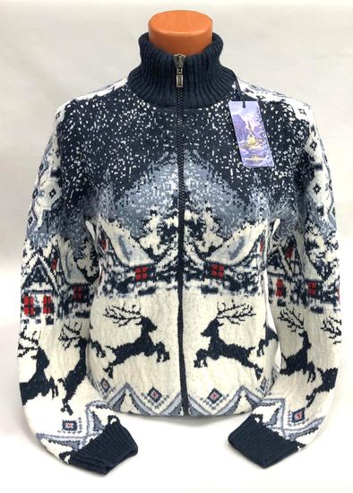 Pulltonic женский из шерсти и кашемира на полном замке "Новогодние олени" Размеры (42-50). LADY