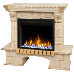 Электрокамин RealFlame Bolero WT белый дуб с золотой патиной с очагом Saphir 25,5
