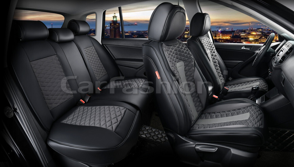 Чехлы на сидения CarFashion каркас 5D«MERCURY PLUS» 27233 -Экокожа серый/черный/серый/черный