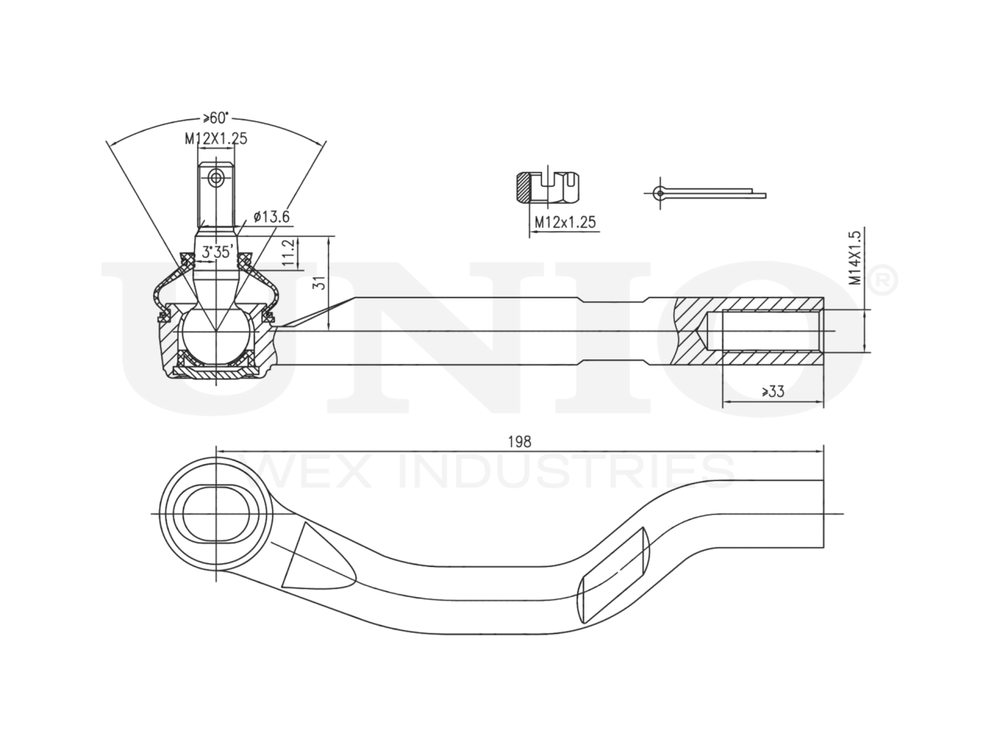 Наконечник рулевой левый UNIO SSP-10031