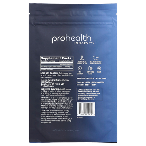 ProHealth Longevity, TMG Pro, чистый порошок TMG, 100 г