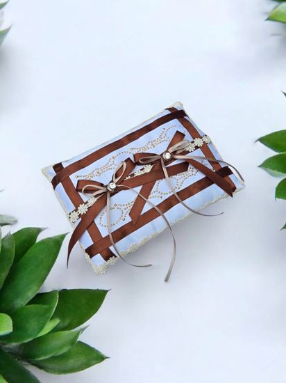 Подушечка для колец белая шоколадная. Размер: 14х19.5см