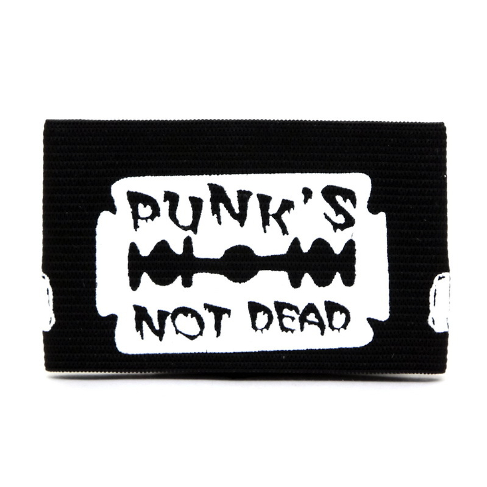 Напульсник Punk`s not dead надпись на лезвии + факи по бокам (206)