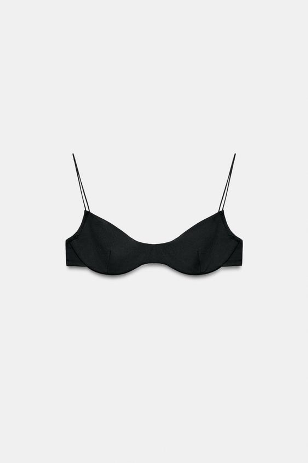 ZARA ОДНОТОННЫЙ ТОП-БИКИНИ НА КОСТОЧКАХ, ЧЕРНЫЙ