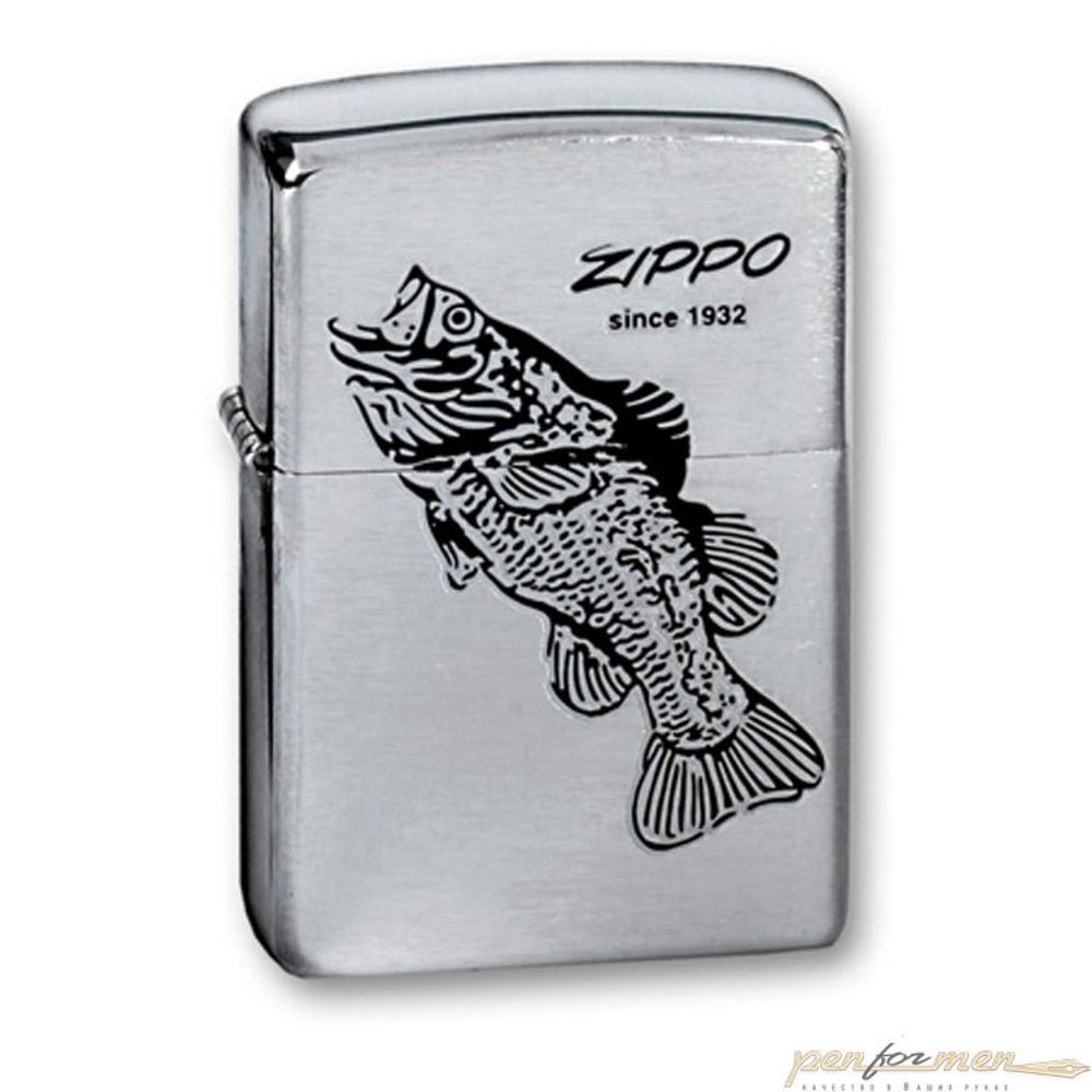 Зажигалка ZIPPO Black Bass Brushed Chrome (200 BLACK BASS)