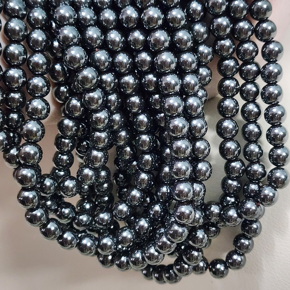 Гематит, гематин (геметин), бусины гладкий шар, 8мм