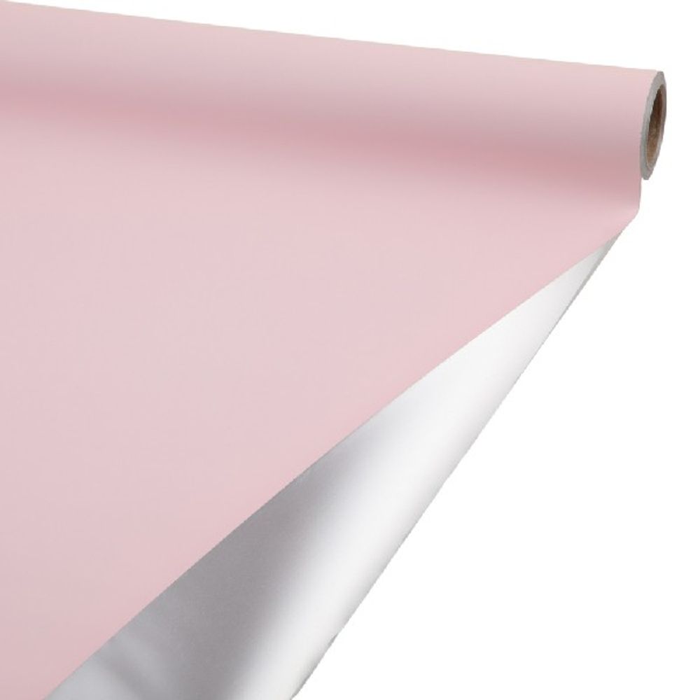 Пленка матовая 2-х сторонняя 57смx10м 63mic (Пыльно-розовый/серебро)