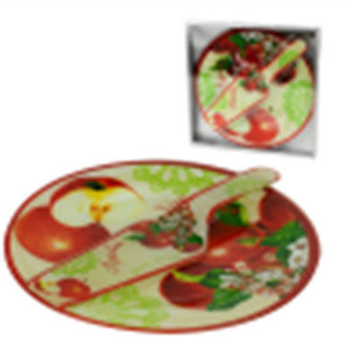 Блюдо 25 см круглое + лопатка Красные яблоки