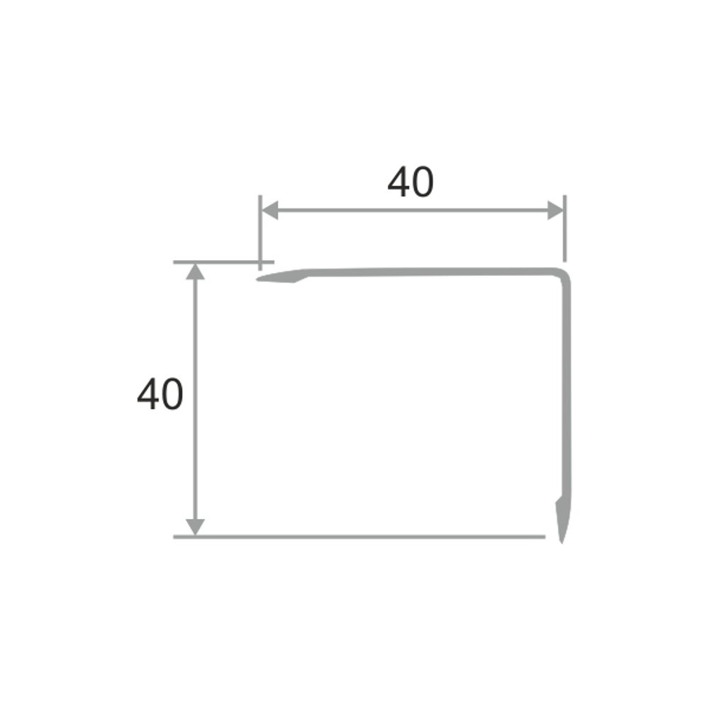 Алюминиевый угол без отверстий ПН-40х40 2700 мм