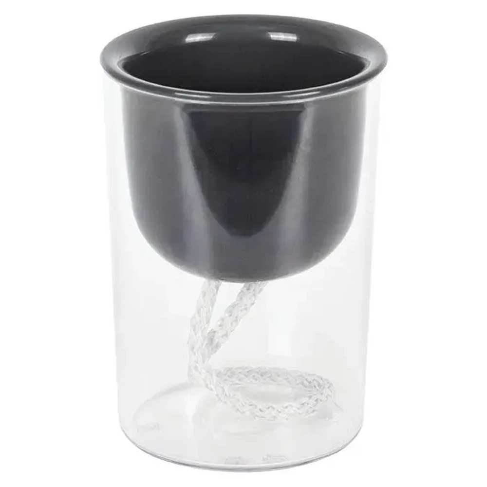 Кашпо ГРЕВИ D95мм H135мм 0,28л с фитильным поливом Графитовый