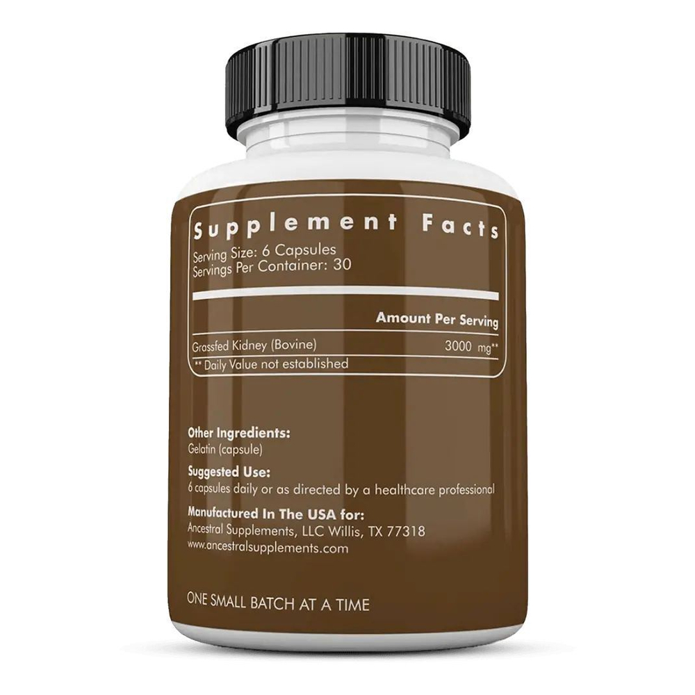 Ancestral Supplements - Grass fed Kidney 180 capsules 500mg