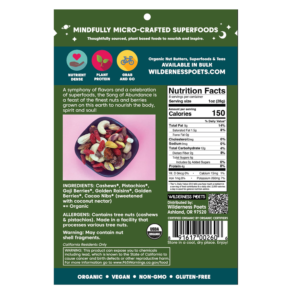 Wilderness Poets, Wild Mix, смесь изобилия, орехов и сухофруктов, 226 г (8 унций)
