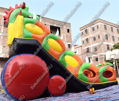 Батут-горка "Дракон 2", 10*5*8 м, с шипами