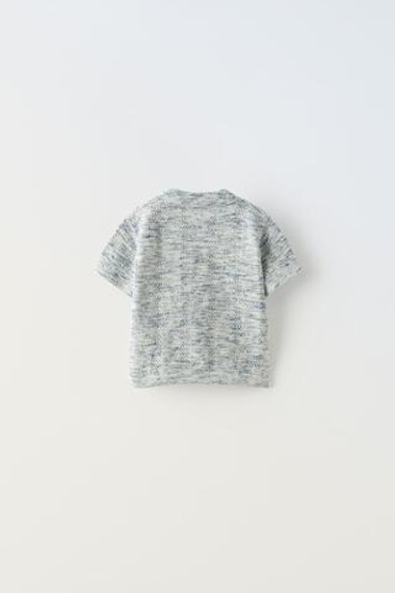 ZARA ТРИКОТАЖНАЯ РУБАШКА, ГОЛУБОЙ
