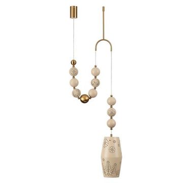 5444/1B PENDANT ODL_EX26 бежевый/античная бронза/металл/керамика Подвес с держателем E27 1*40W KARELIA