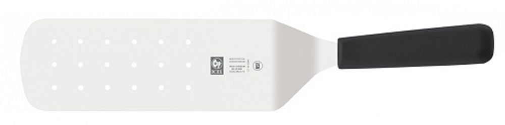 Лопатка 37,5 см. изогнутая раб. часть 19,5*7,5 см. нерж. перфор. с пластик. ручкой черная Icel /1/6/