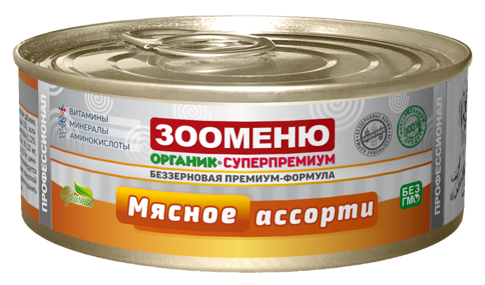 Мясные консервы для собак Зооменю &quot;Мясное ассорти&quot; - 24 шт. по 100г