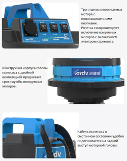 Промышленный пылесос Kardv DL-3078B, 80л, 3600Вт