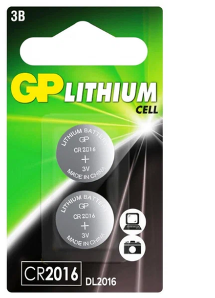 Элемент питания GP Lithium CR2016 BL2 CR2016-2CRU2 (1/10/120)