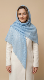 Оренбургский пуховый платок П3-120-04 голубой