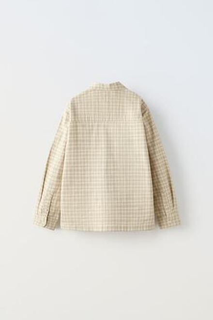 ZARA РУБАШКА В КЛЕТКУ, ЭКРЮ