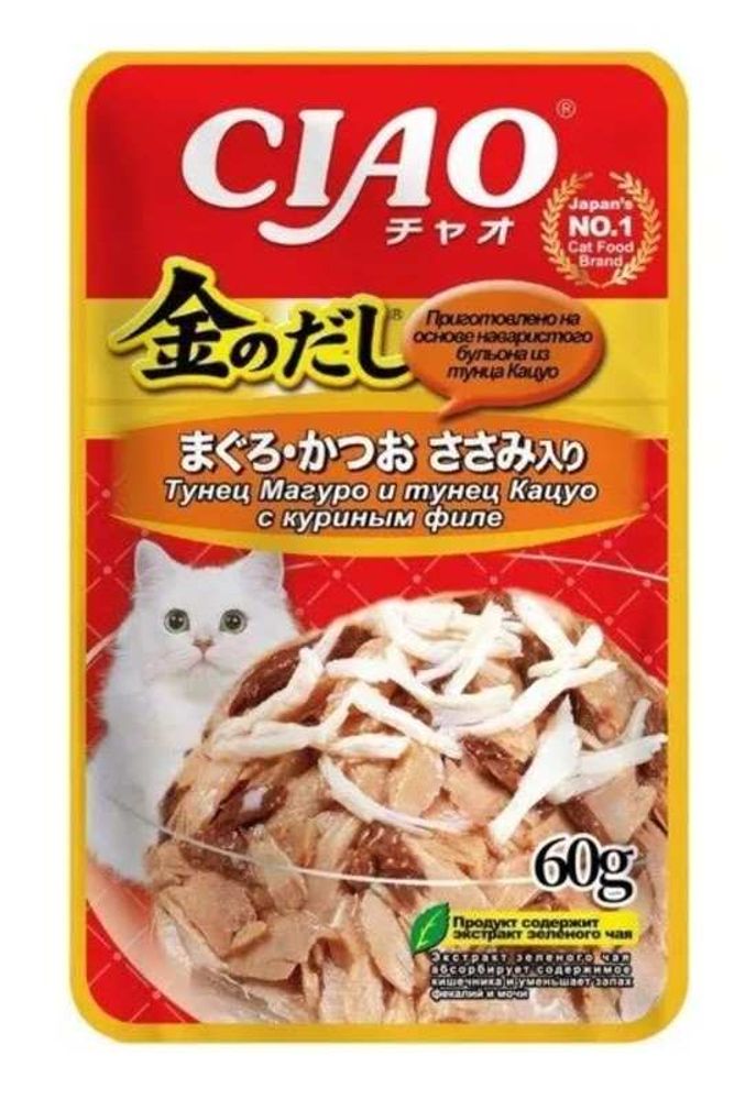 INABA КИННОДАСИ пауч 60г в желе тун.магуро и кацуо с кур.филе,д/кошек(уп.12*4=48шт)RU203 INABA КИННОДАСИ пауч 60г в желе тун.магуро и кацуо с кур.филе,д/кошек(уп.12*4=48шт)RU203