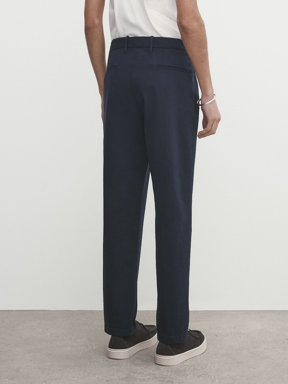 Massimo Dutti Зауженные брюки чинос из трикотина, темно-синий