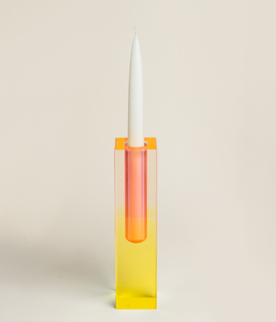 Ваза/Подсвечник из акрила 5 х 5 х 20 Оранжево-желтый data-res=