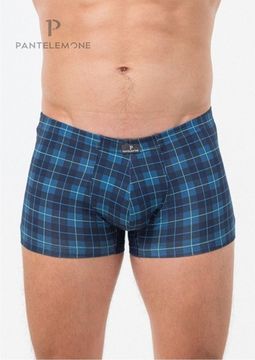 Трусы мужские боксеры Pantelemone PMH-1505, клетка темно-синяя/деним