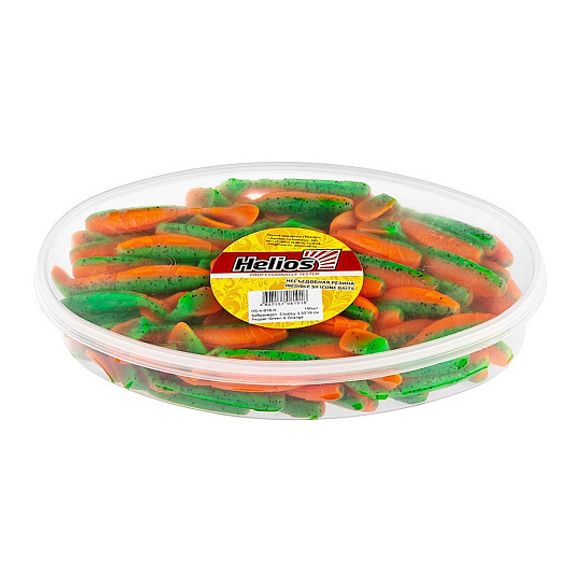 Виброхвост несъедоб. Chubby 3,55&#39;/9 см Pepper Green &amp; Orange 100шт. (HS-4-018-N) Helios