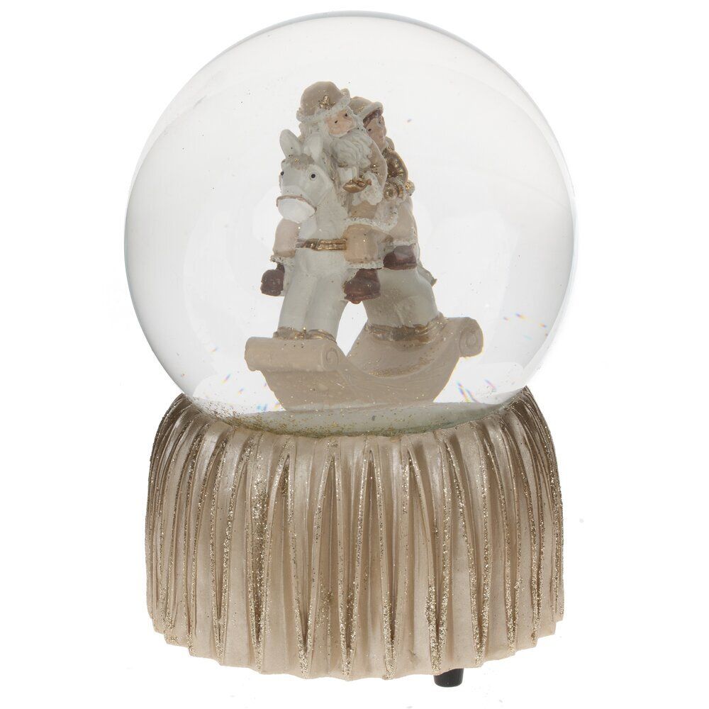 GAEM Фигурка декор в стекл шаре "Дед Мороз на лошадке" (муз с ключ), D 9 см, L9,5 W9,5 H14 см