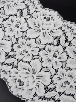 Эластичное кружево кипельно-белое ширина 22 см ОТРЕЗЫ