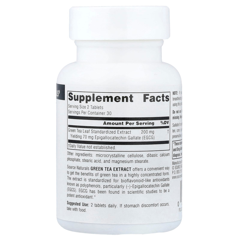 Source Naturals, экстракт зелёного чая, 60 таблеток (100 мг в 1 таблетке)
