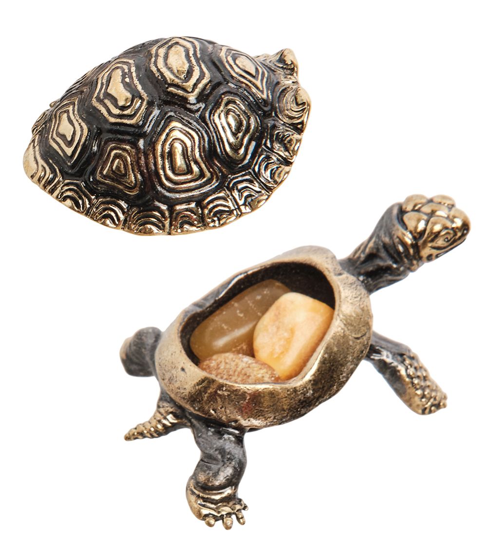Народные промыслы AM-1564 Фигурка «Черепаха» (латунь, янтарь)